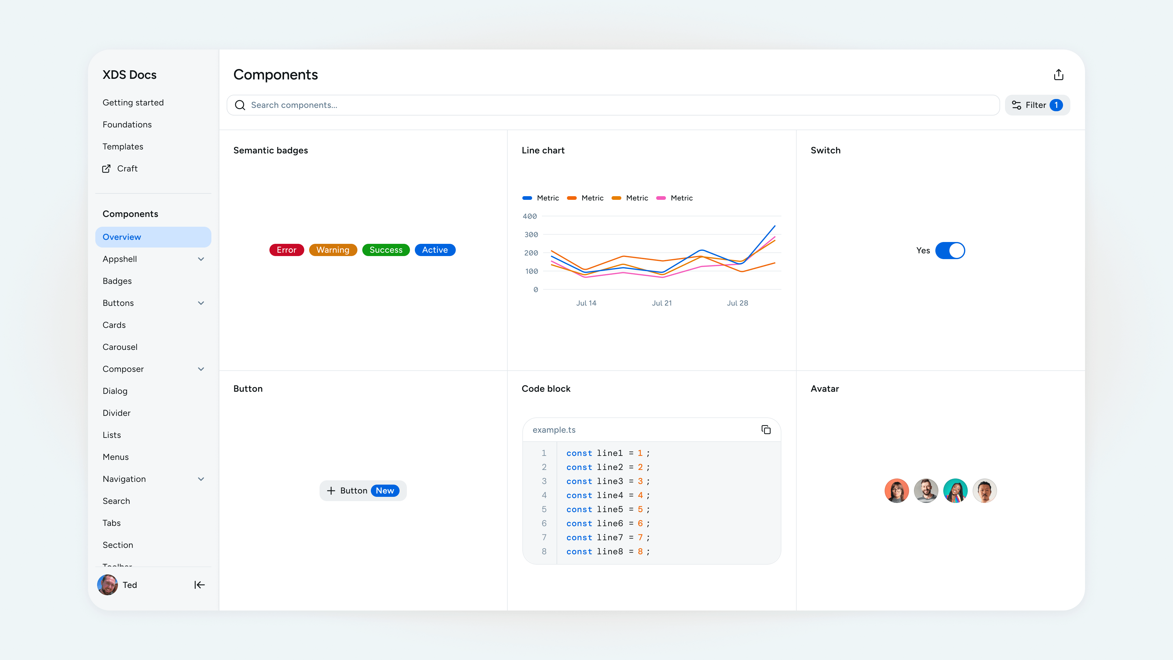Components overview in the docsite