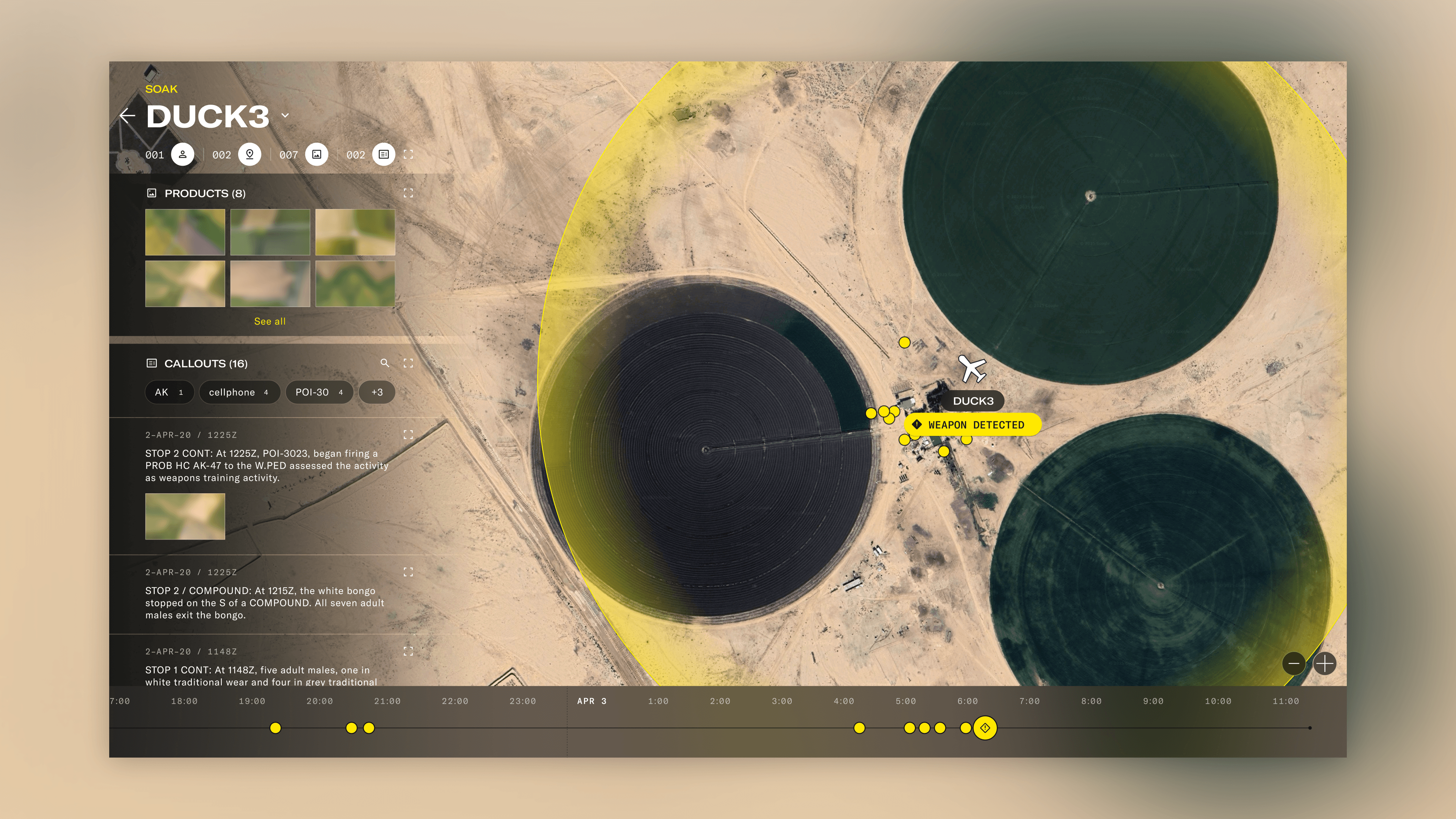 Zoomed-in reconnaissance view of a single asset